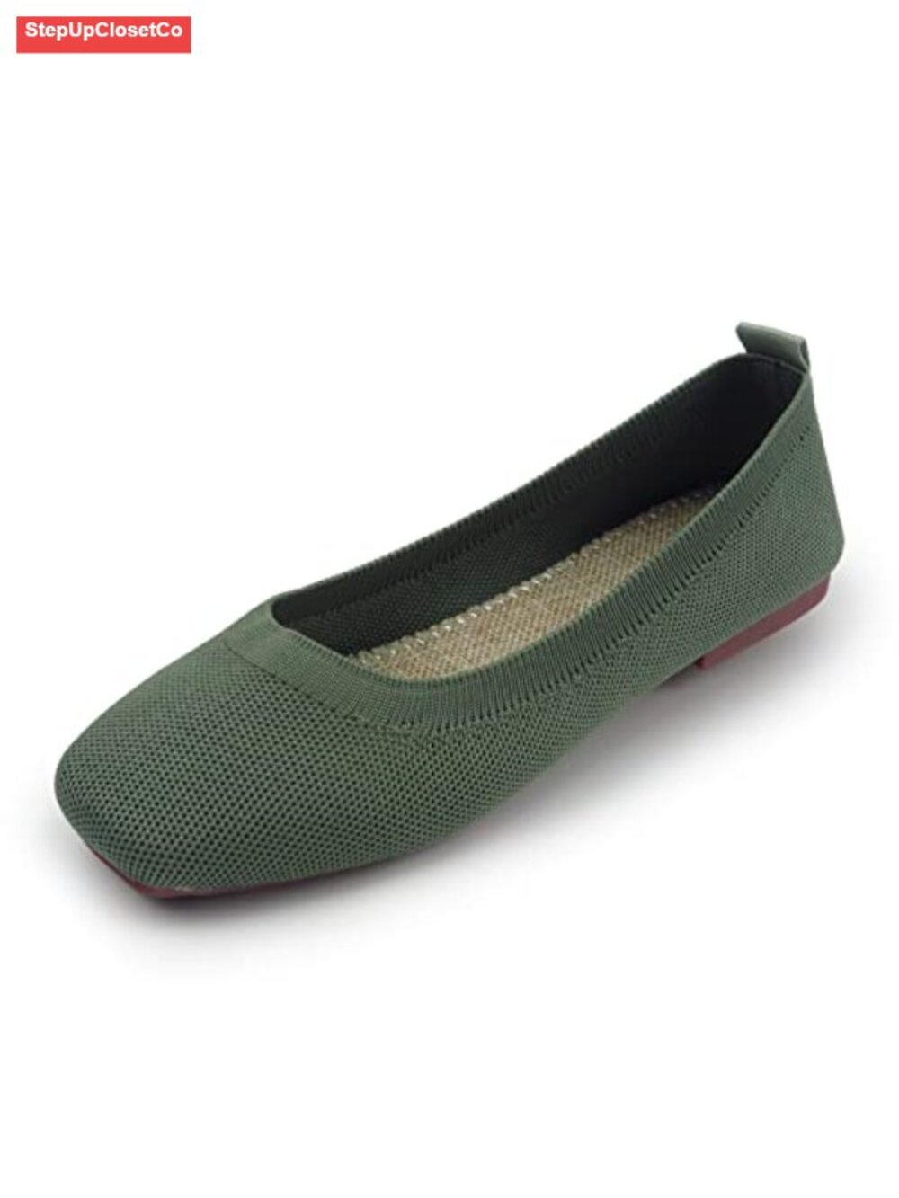 Women's Knit Square Toe Ballet Flats Slip-On Casual Shoes